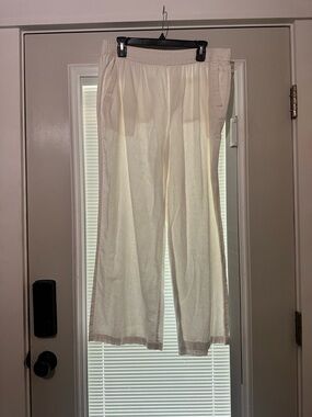 Lightweight White Linen Wide-Leg Drawstring pants